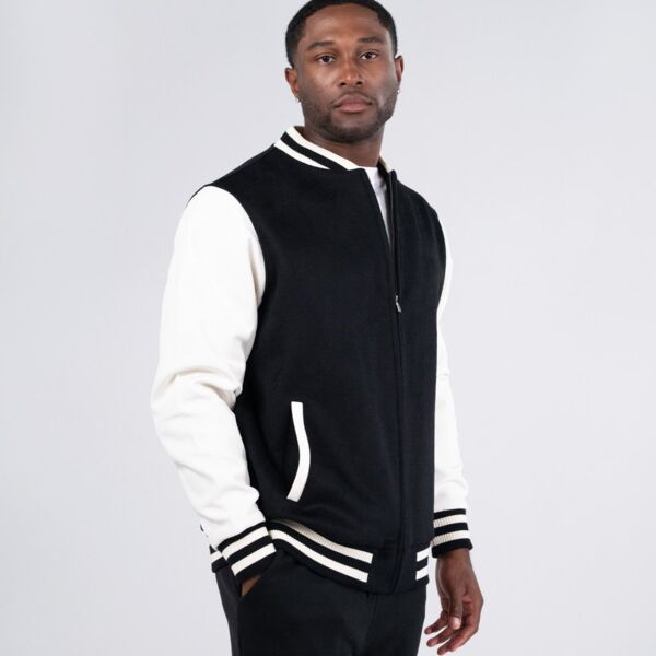 500gsm Men's/Unisex Wool Blend Soft Shell Varsity Jacket Thumbnail